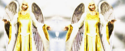 Two angels holding golden cups