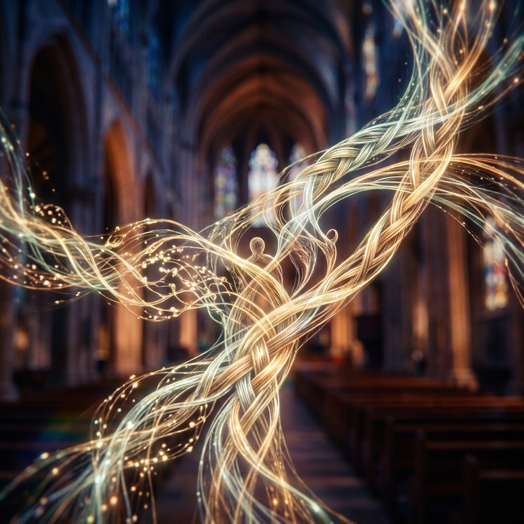 Golden threads weaving together, representing rapid physical restoration.