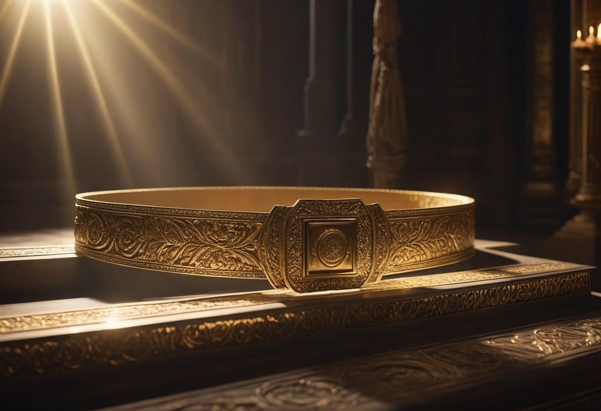 A golden belt of Truth on an altar of light.