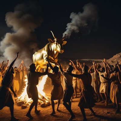 The Israelites Worship the Golden Calf illustration