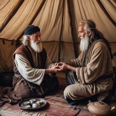 Jacob Deceives Isaac for Esau's Blessing illustration