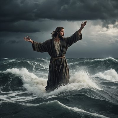 Peter Walks on Water, Then Sinks illustration