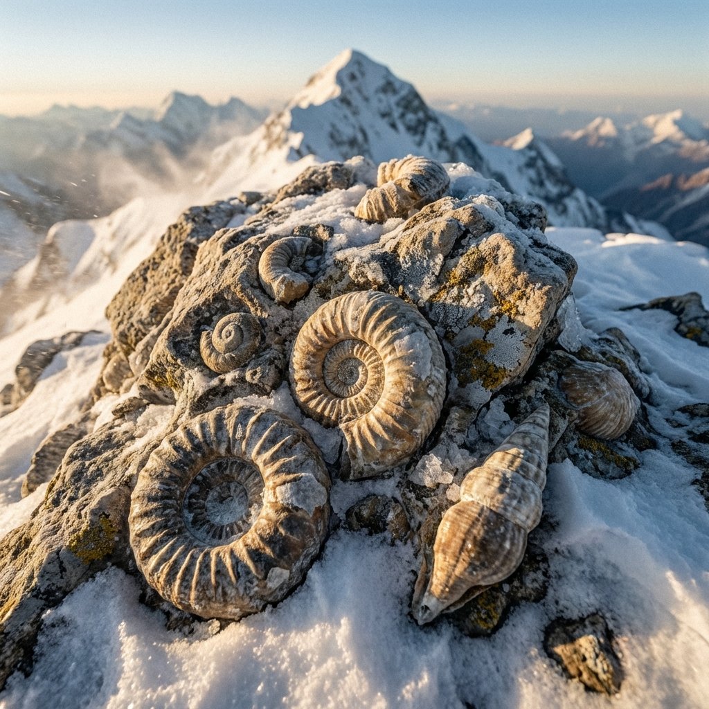 File: everest.jpg Mount Everest Marine Fossils