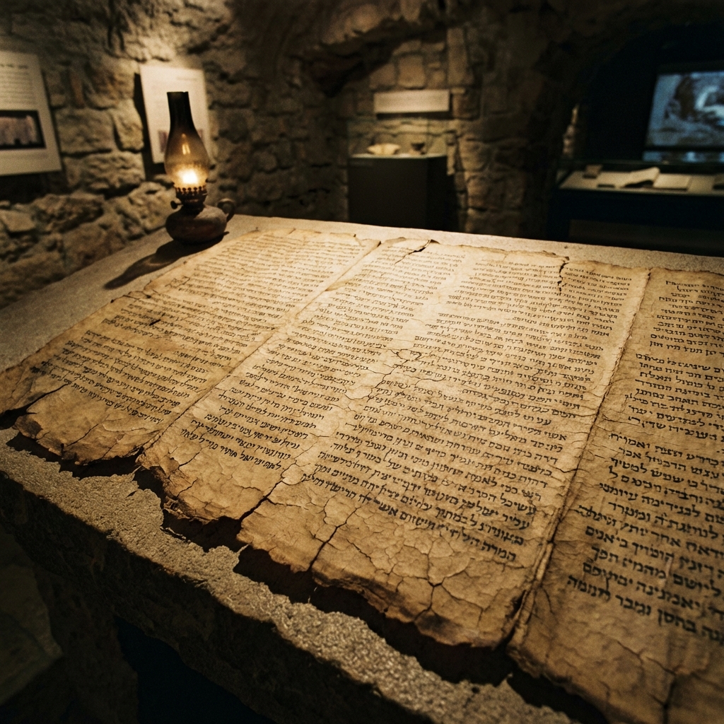 File: isaiah_scroll.jpg Qumran Manuscript