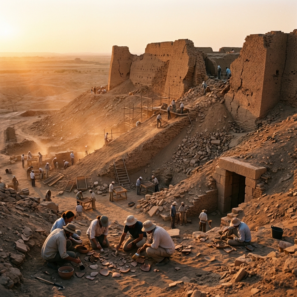 File: jericho_wall.jpg Archaeological Excavation