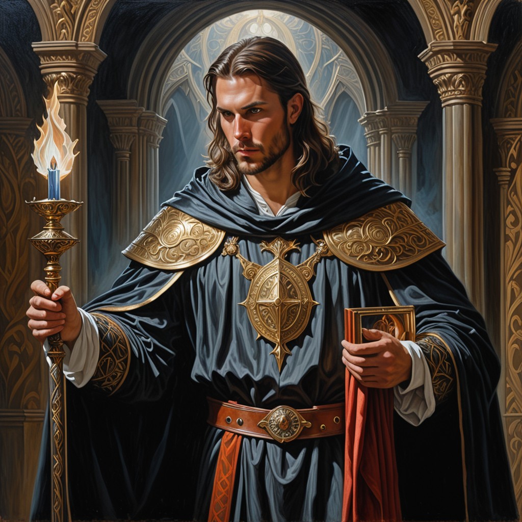 Christian warrior holding a mirror of truth reflecting a hidden dark creature