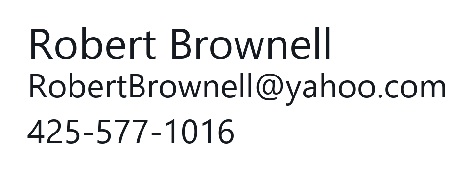 Robert's name, email address and phone number, shown as a picture so that robots cannot read them. Use the Reveal button below for a clickable version.