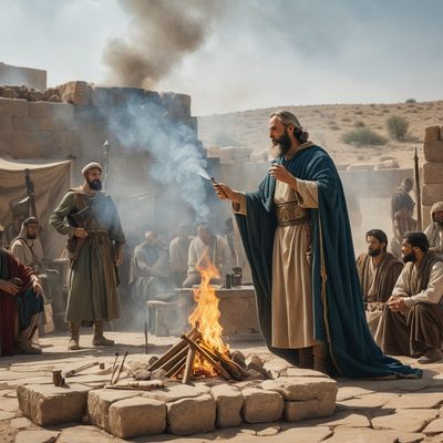 Saul Offers the Sacrifice Without Samuel illustration