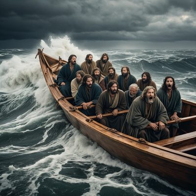 The Disciples Are Afraid in the Storm illustration