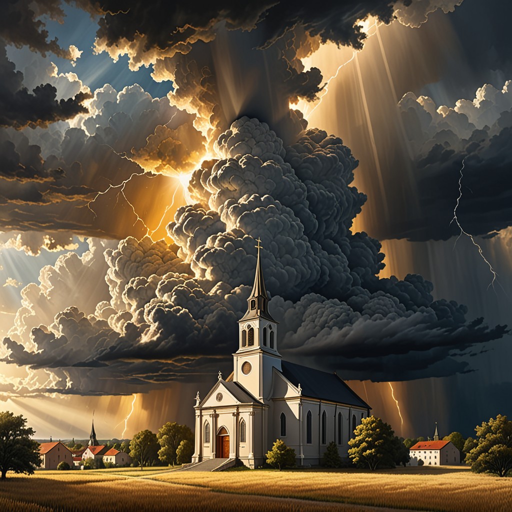 Church filled with celestial light and peace of God